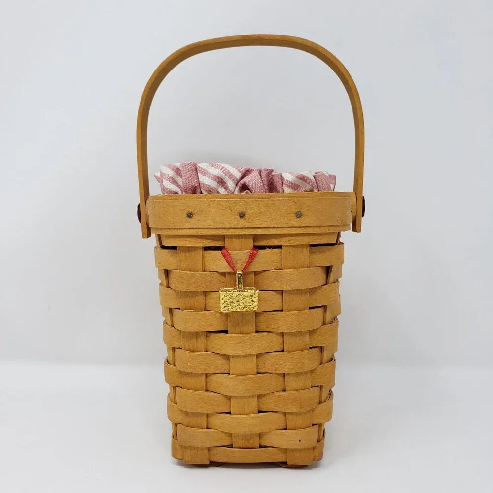Longaberger Horizon of Hope Basket 1998 Liner Protector Gold Tone Charm